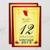 ヴィンテージレッドワインテーブル番号カード 招待状 (正面/裏面)