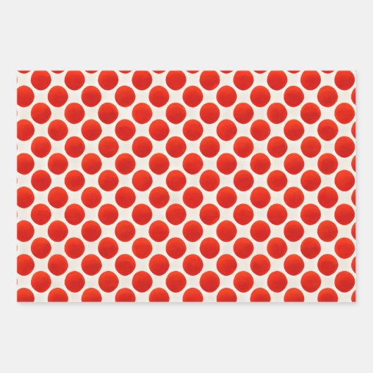 ヴィンテージレッド白黒水玉模様 ラッピングペーパーシート (正面3)