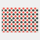ヴィンテージレッド白黒水玉模様 ラッピングペーパーシート (正面2)