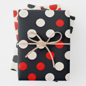 ヴィンテージレッド白黒水玉模様 ラッピングペーパーシート (インサイチュ)