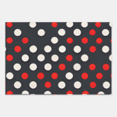 ヴィンテージレッド白黒水玉模様 ラッピングペーパーシート (正面)
