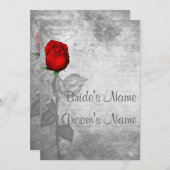 ヴィンテージレッド結婚・ローズ 招待状 (正面/裏面)