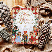 ヴィンテージレッド金ゴールドくるみ割りカメリークリスマス シーズンカード