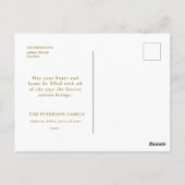 ヴィンテージレッド金ゴールドクリスマスグリーティングキャリッジ雪 ポストカード (裏面)