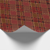 ヴィンテージレッド金ゴールドクリスマスプレイド ラッピングペーパー (角)