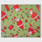 ヴィンテージレッド金ゴールドサンタ ラッピングペーパー (フラット)