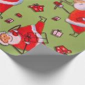 ヴィンテージレッド金ゴールドサンタ ラッピングペーパー (角)