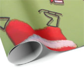 ヴィンテージレッド金ゴールドサンタ ラッピングペーパー (ロールコーナー)