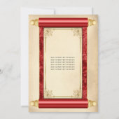 ヴィンテージレッド金ゴールドスクロエレガントールキンセニェラ 招待状 (裏面)