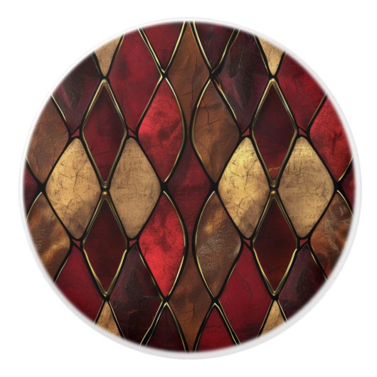 ヴィンテージレッド金ゴールドセラミックノブ セラミックノブ (正面)