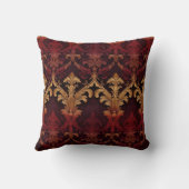 ヴィンテージレッド金ゴールドダマスクパターン クッション (裏面)