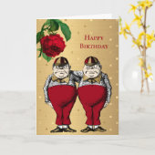 ヴィンテージレッド金ゴールドトゥイードルズ誕生日 カード (黄色い花)