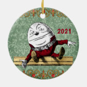 ヴィンテージレッド金ゴールドハンプティダンプティクリスマス セラミックオーナメント (裏面)