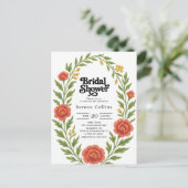 ヴィンテージレッド開花ブライダルシャワー ポストカード (スタンド正面)