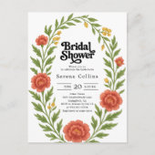 ヴィンテージレッド開花ブライダルシャワー ポストカード (正面)