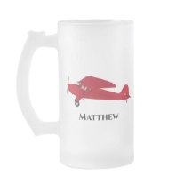 ヴィンテージレッド飛行機の霜取りガラスマグ