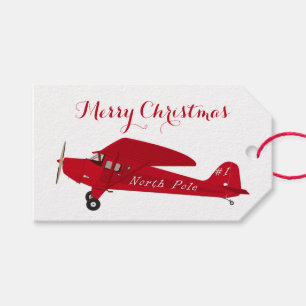 ヴィンテージレッド飛行機メリークリスマスプレゼントラベル ギフトタグ
