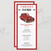 ヴィンテージレッド1939クーペ85th誕生日パーティー メニュー (正面/裏面)