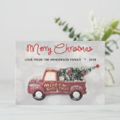 ヴィンテージレッド1950のChevyメリークリスマス シーズンカード (スタンド正面)