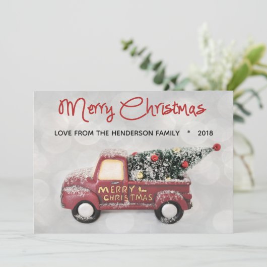 ヴィンテージレッド1950のChevyメリークリスマス シーズンカード (スタンド正面)