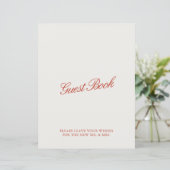 ヴィンテージレッド&アイボリー結婚ズゲストブックサイン (スタンド正面)