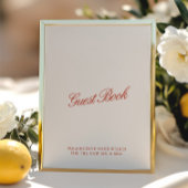 ヴィンテージレッド&アイボリー結婚ズゲストブックサイン