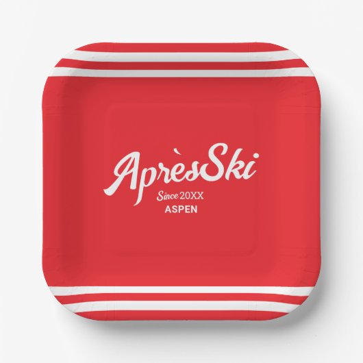 ヴィンテージレッド アフタースキー カスタムスキー リゾートパーティー ペーパープレート (正面)