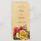 ヴィンテージレッド&イエローローズズフローラ結婚式 プログラム (正面/裏面)