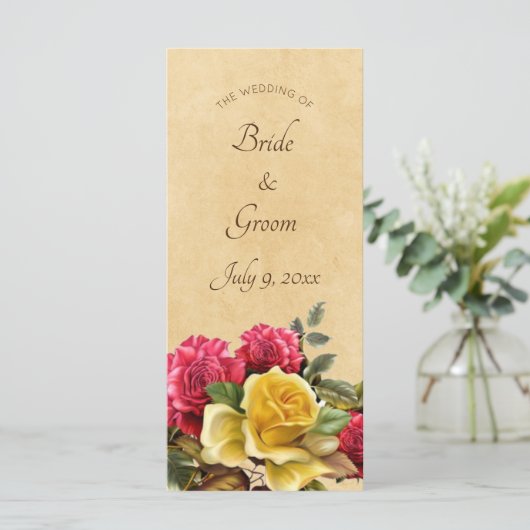 ヴィンテージレッド&イエローローズズフローラ結婚式 プログラム (スタンド正面)