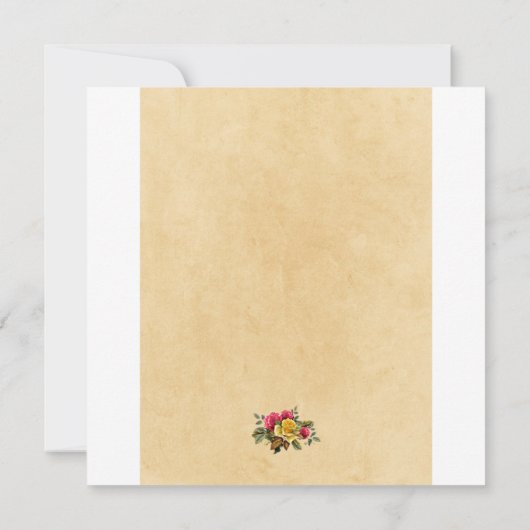ヴィンテージレッド&イエローローズフローラ結婚ズスクエア 招待状 (裏面)