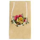 ヴィンテージレッド&イエローローズフローラ スモールペーパーバッグ (正面)