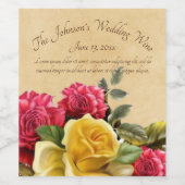 ヴィンテージレッド&イエローローズフローラ ワインラベル (シングルラベル)