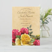 ヴィンテージレッド&イエローローズ結婚フローラズイエロー 招待状 (スタンド正面)