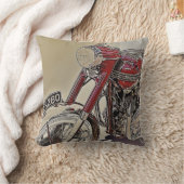 ヴィンテージレッド&クロムバイク クッション (ブランケット)