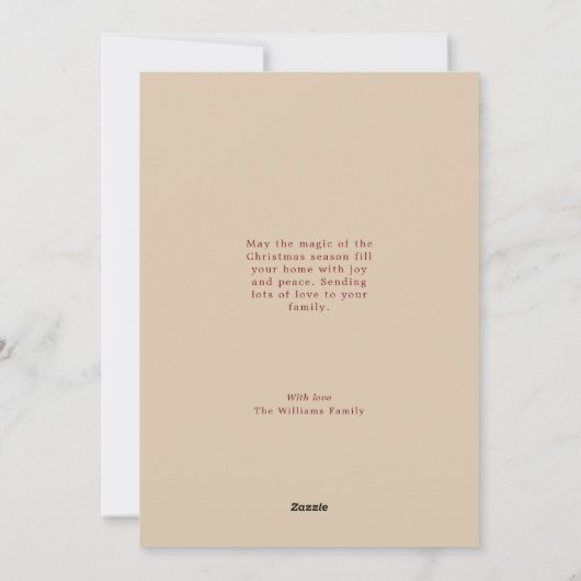 ヴィンテージレッド&グリーンクリスマスツリーのグリーティングカード シーズンカード (裏面)