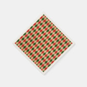 ヴィンテージレッド&グリーンハーレクインパターン スタンダードカクテルナプキン (角)