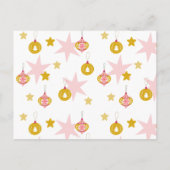 ヴィンテージレッド、グリーン、金ゴールドクリスマスファミリーフォト ポストカード (裏面)