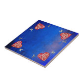 ヴィンテージレッド&シルバーMilagroハートと蝶 タイル (側面)