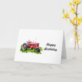 ヴィンテージレッド・トラクター・イン・ザ・フィールド カード (黄色い花)