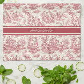 ヴィンテージレッド・トワール・ド・ジュエリー キッチンタオル (折り畳み)