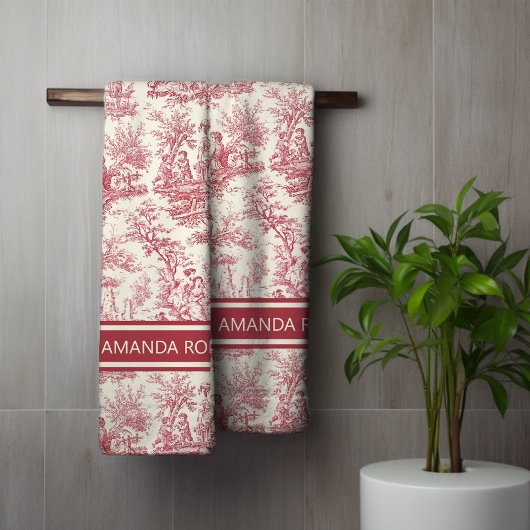 ヴィンテージレッド・トワール・ド・ジュエリー バスタオルセット