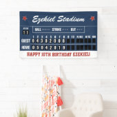 ヴィンテージレッド&ネイビーベースボールスコアボード誕生日 横断幕 (インサイチュ)