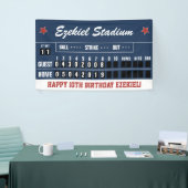 ヴィンテージレッド&ネイビーベースボールスコアボード誕生日 横断幕 (トレードショー)