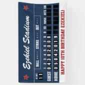 ヴィンテージレッド&ネイビーベースボールスコアボード誕生日 横断幕 (縦)