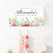 ヴィンテージレッド&ピンクローズブライダルシャワー 横断幕 (インサイチュ)