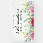 ヴィンテージレッド&ピンクローズブライダルシャワー 横断幕 (縦)