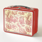 ヴィンテージレッド・ピンク・トワール・ド・ジュエリー印刷 メタルランチボックス (正面)