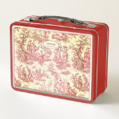 ヴィンテージレッド・ピンク・トワール・ド・ジュエリー印刷 メタルランチボックス (裏面)