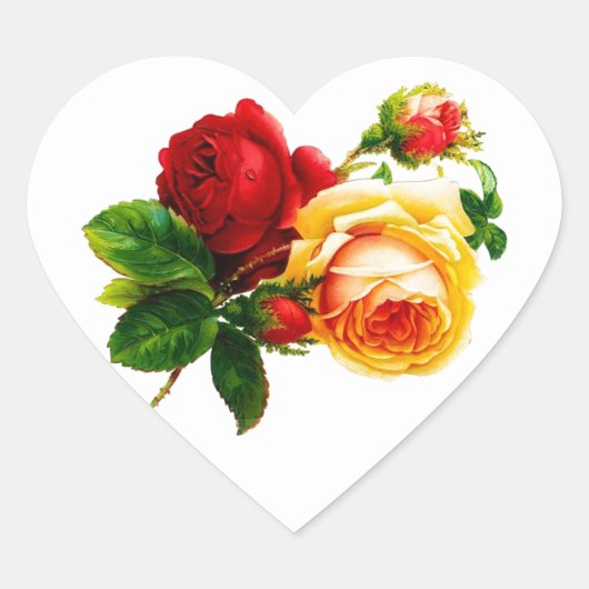 ヴィンテージレッド&ピーチバラ ハートシール (正面)