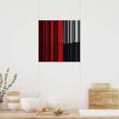 ヴィンテージレッド・ブラック・グレーストライプ・アート・パターン・ポスター ポスター (キッチン)